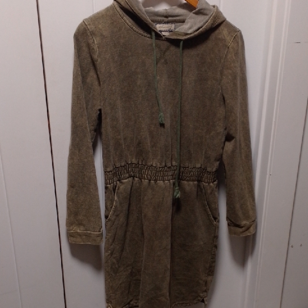 Ethereal By Paper Crane Olive Green Long Sleeve Hoodie Dress Anthropology